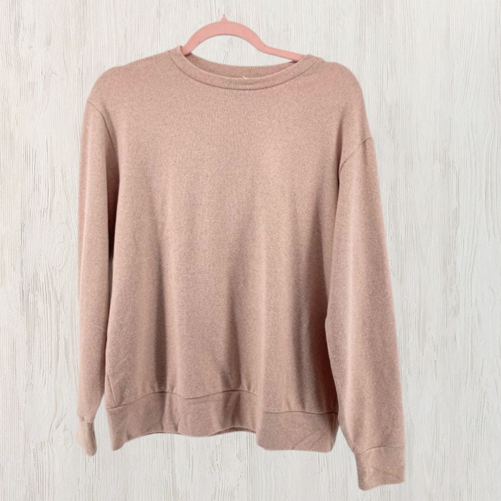 Uniqlo Women Sweater S Dusty Rose Pink Crewneck Soft Neutral Knit Minimal Casual